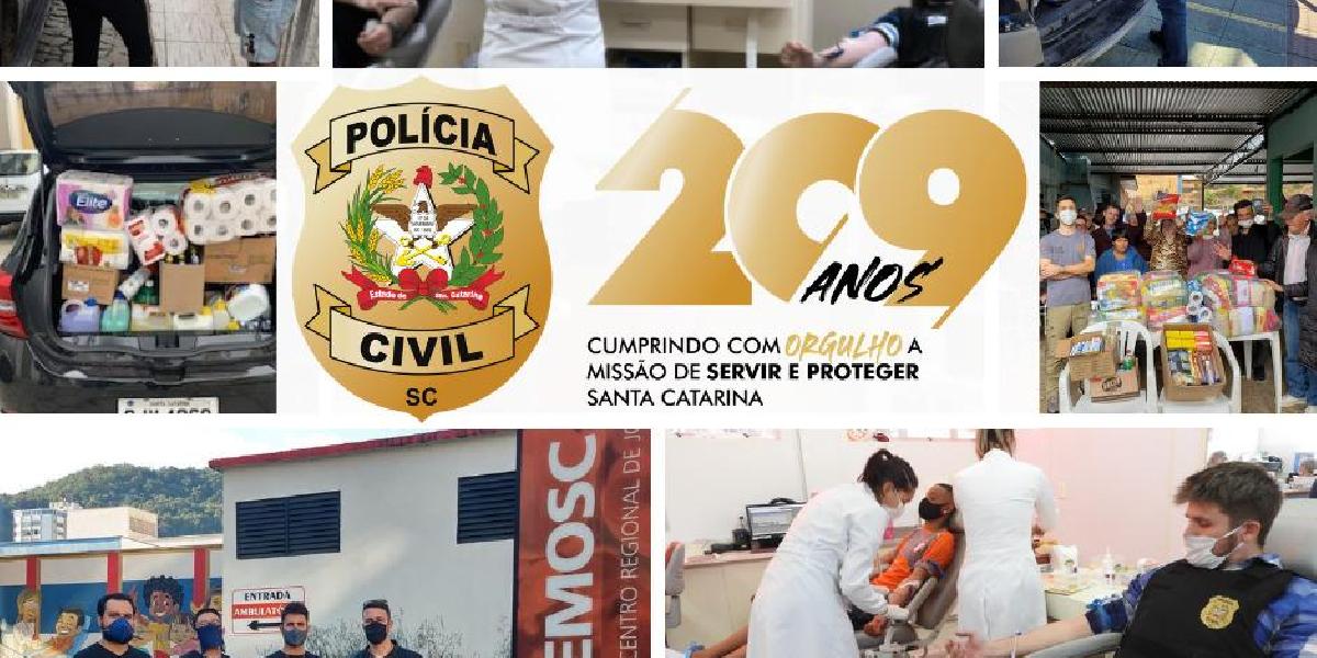 Polícia Civil realiza doações de alimentos e de sangue