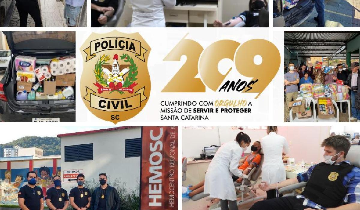 Polícia Civil realiza doações de alimentos e de sangue