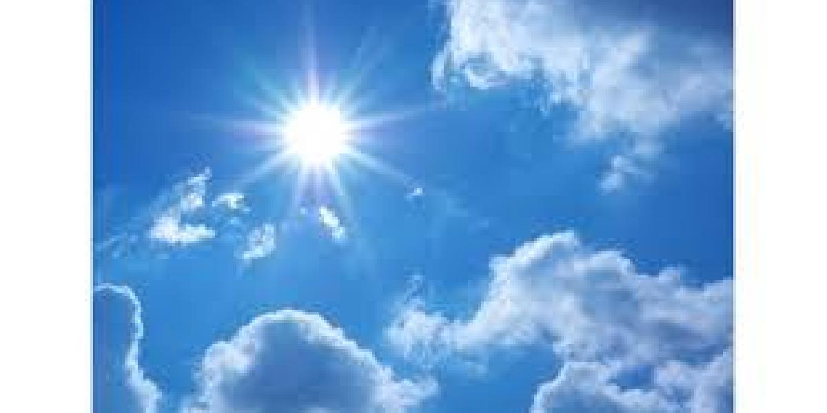 Sol entre nuvens e temperatura em elevação