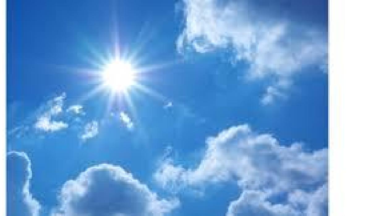 Sol entre nuvens e temperatura em elevação