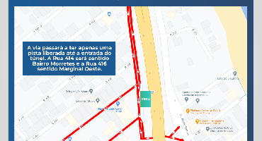 Trânsito na Marginal Oeste é alterado no primeiro túnel de acesso a Meia Praia