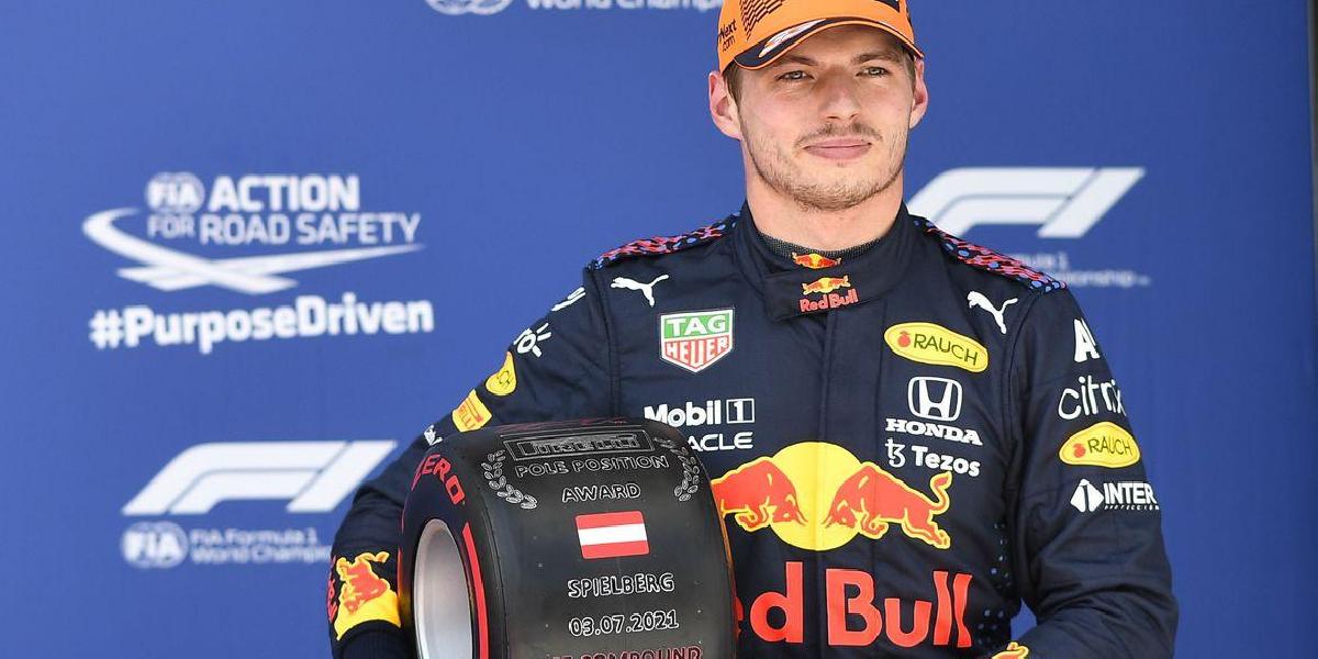 Verstappen largará na pole na Áustria, com Hamilton em quarto